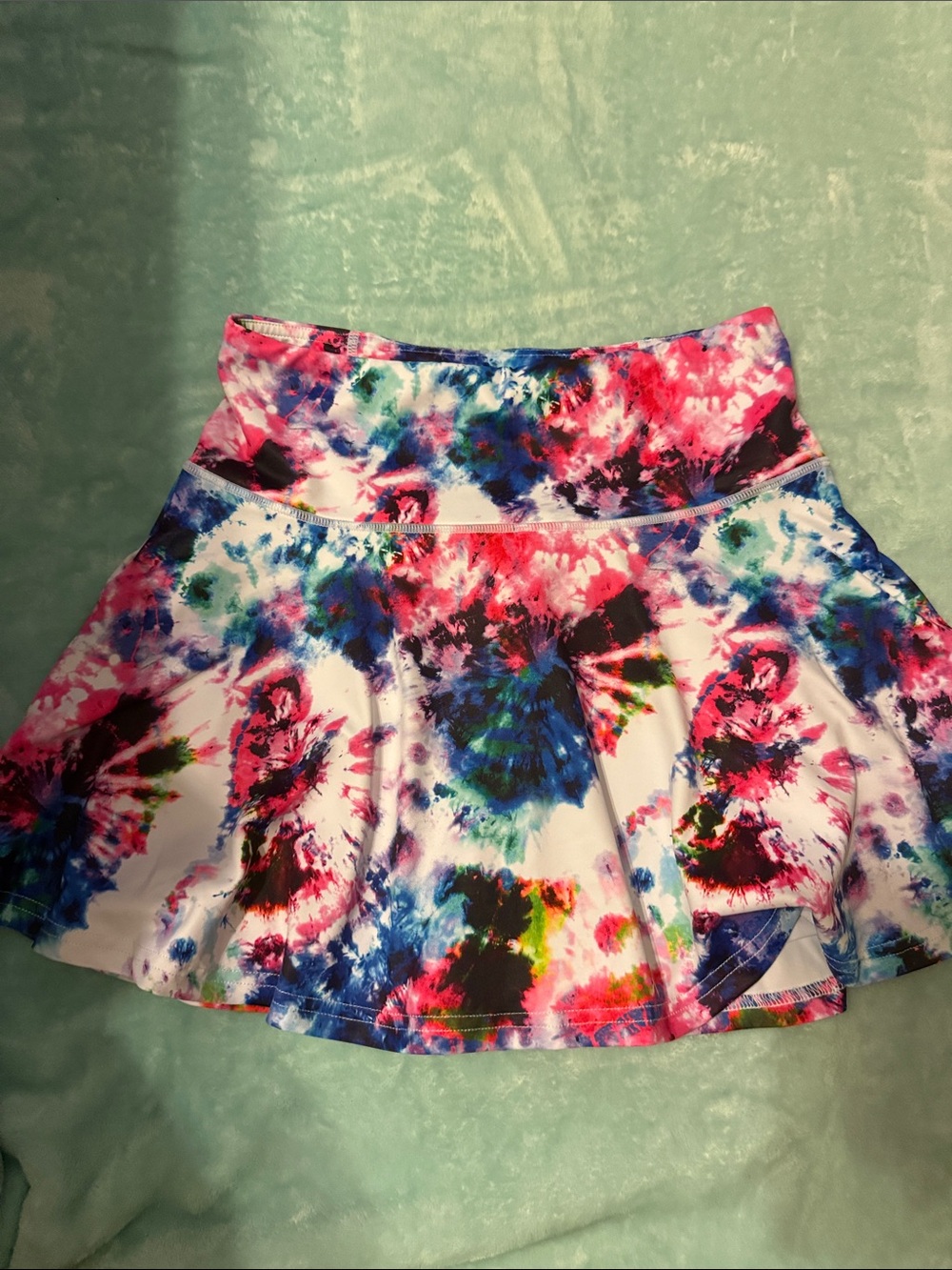 Constantly Varied Gear Tie-Dye Skater Skirt in White, Pink & Blue